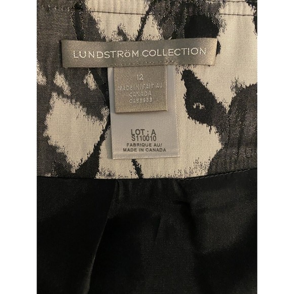 Lundstrom Collection A-line Skirt Size 12 Beige/Black Abstract Floral - Picture 4 of 5